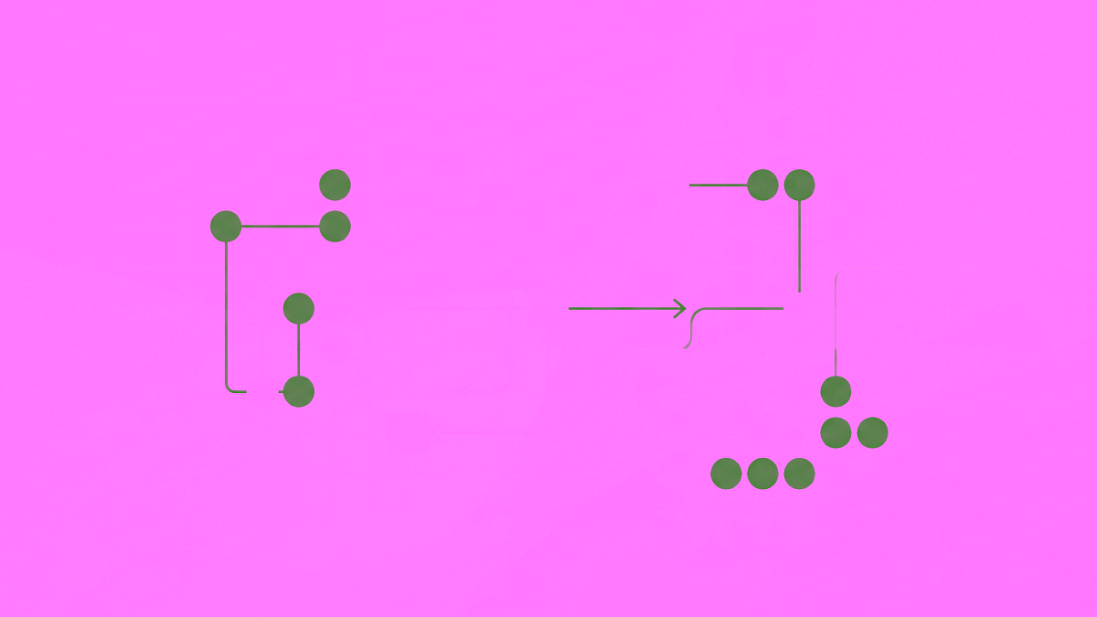 A minimalist abstract digital artwork representing nodes connected with lines in shades of beige and gray.